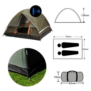 Windbreak Camping Tent 3-4 Person Dual Layer Waterproof Open Anti UV Tourist Tents